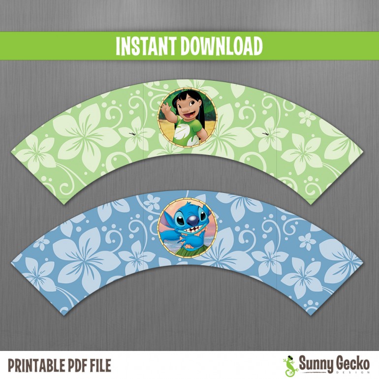 Lilo and Stitch Birthday Cupcake Wrappers